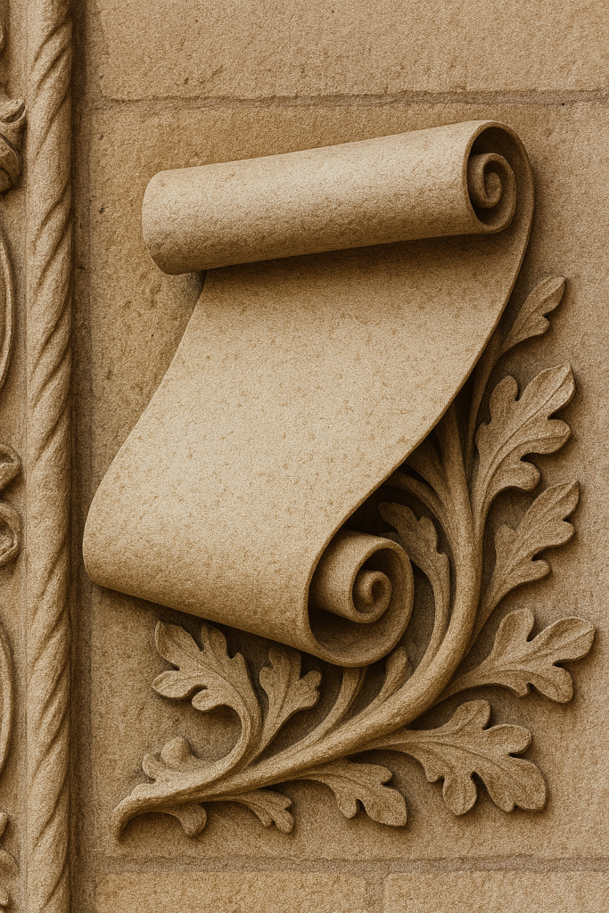 style parchemin ou serviette roulée, docteur peinture